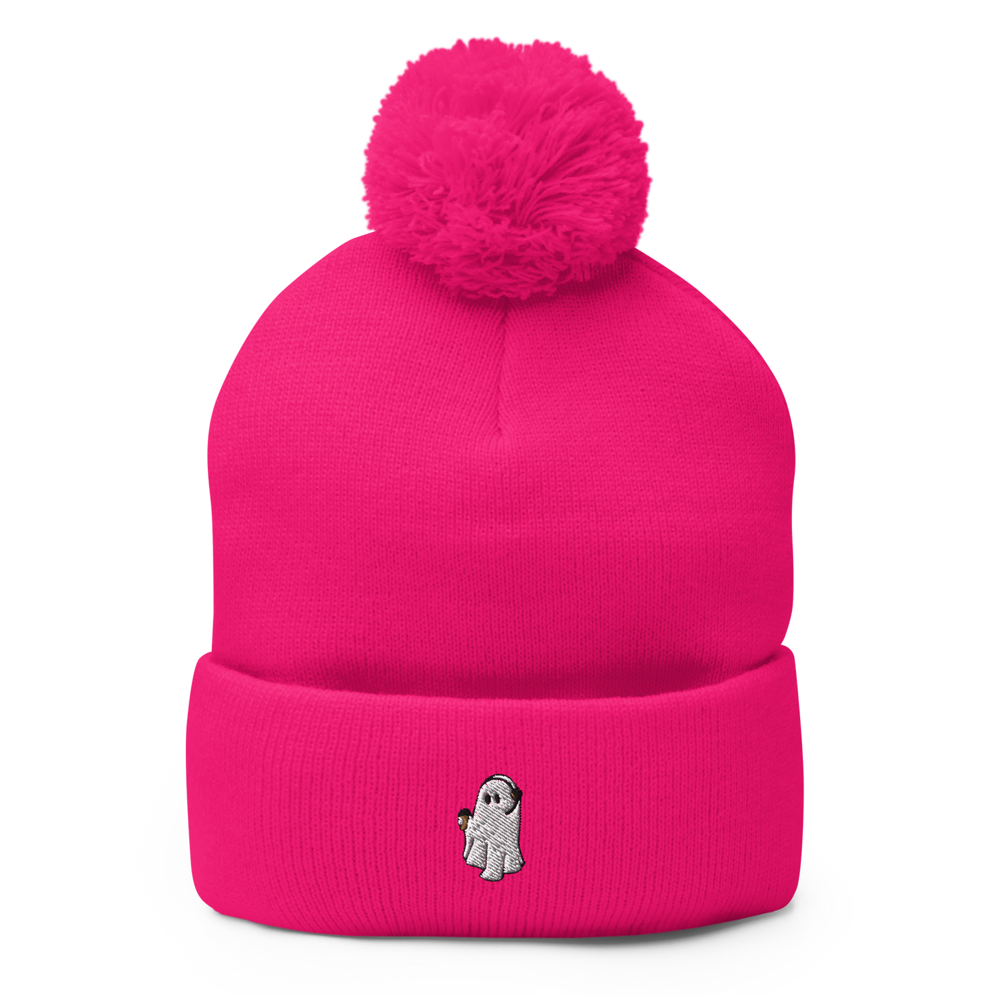 Coffee Ghost Pom-Pom Beanie