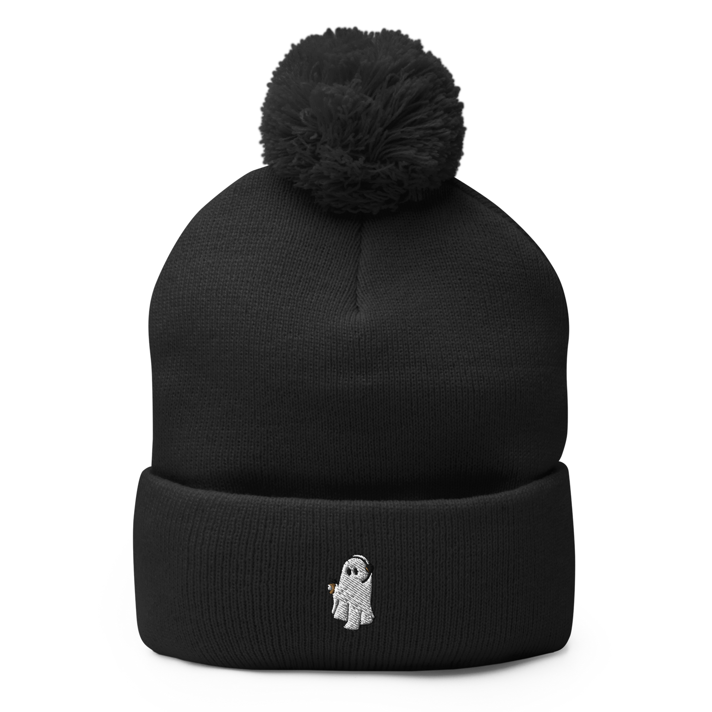 Coffee Ghost Pom-Pom Beanie