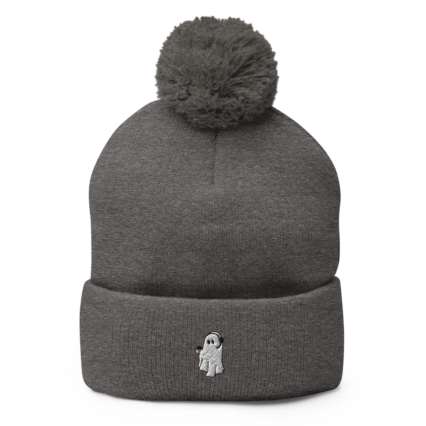 Coffee Ghost Pom-Pom Beanie