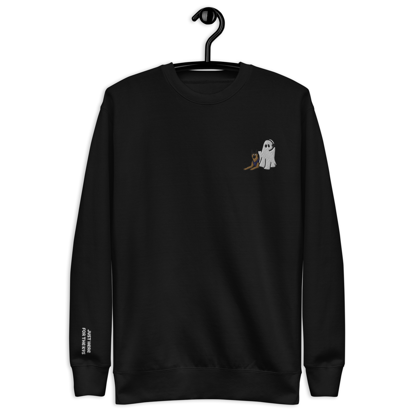Just Here For the K9s - Embroidered Crewneck Sweatshirt