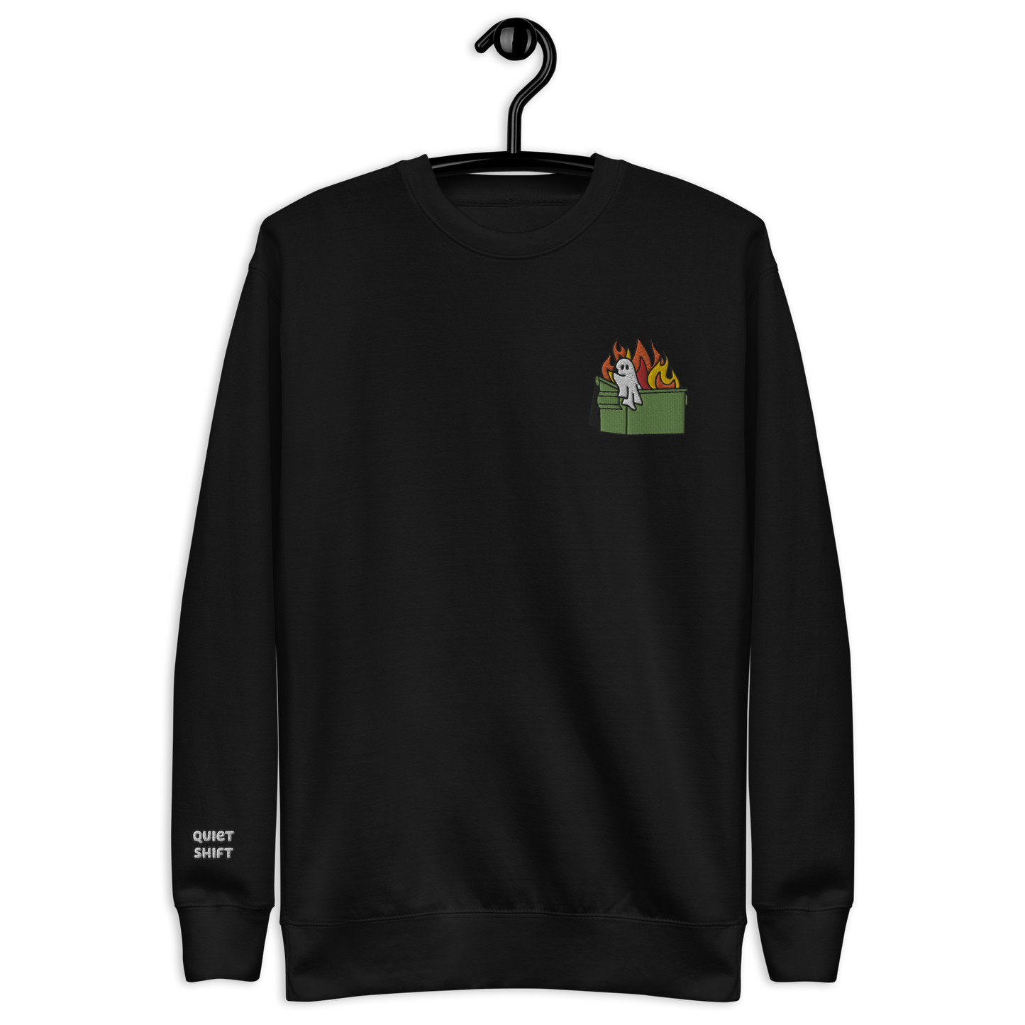 Quiet Shift - Embroidered Crewneck Sweatshirt