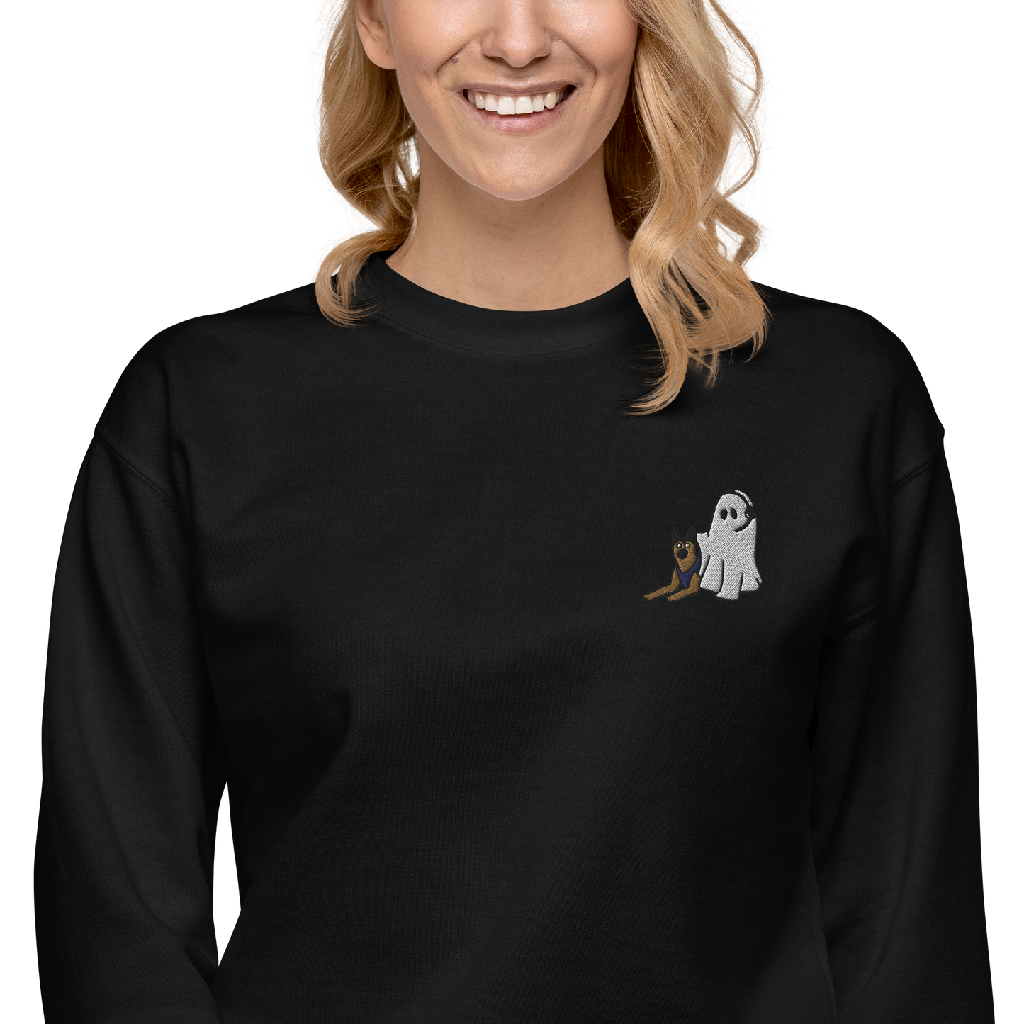 Just Here For the K9s - Embroidered Crewneck Sweatshirt