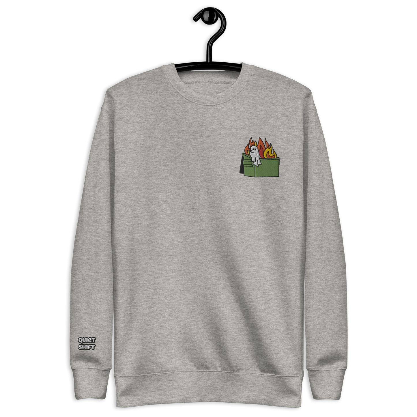 Quiet Shift - Embroidered Crewneck Sweatshirt