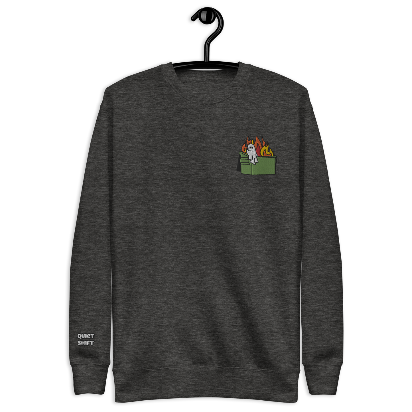 Quiet Shift - Embroidered Crewneck Sweatshirt