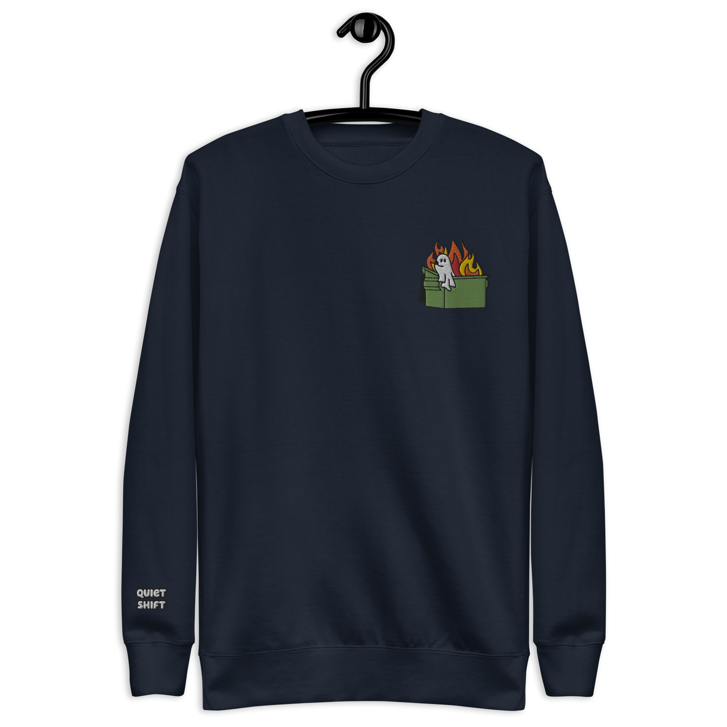 Quiet Shift - Embroidered Crewneck Sweatshirt