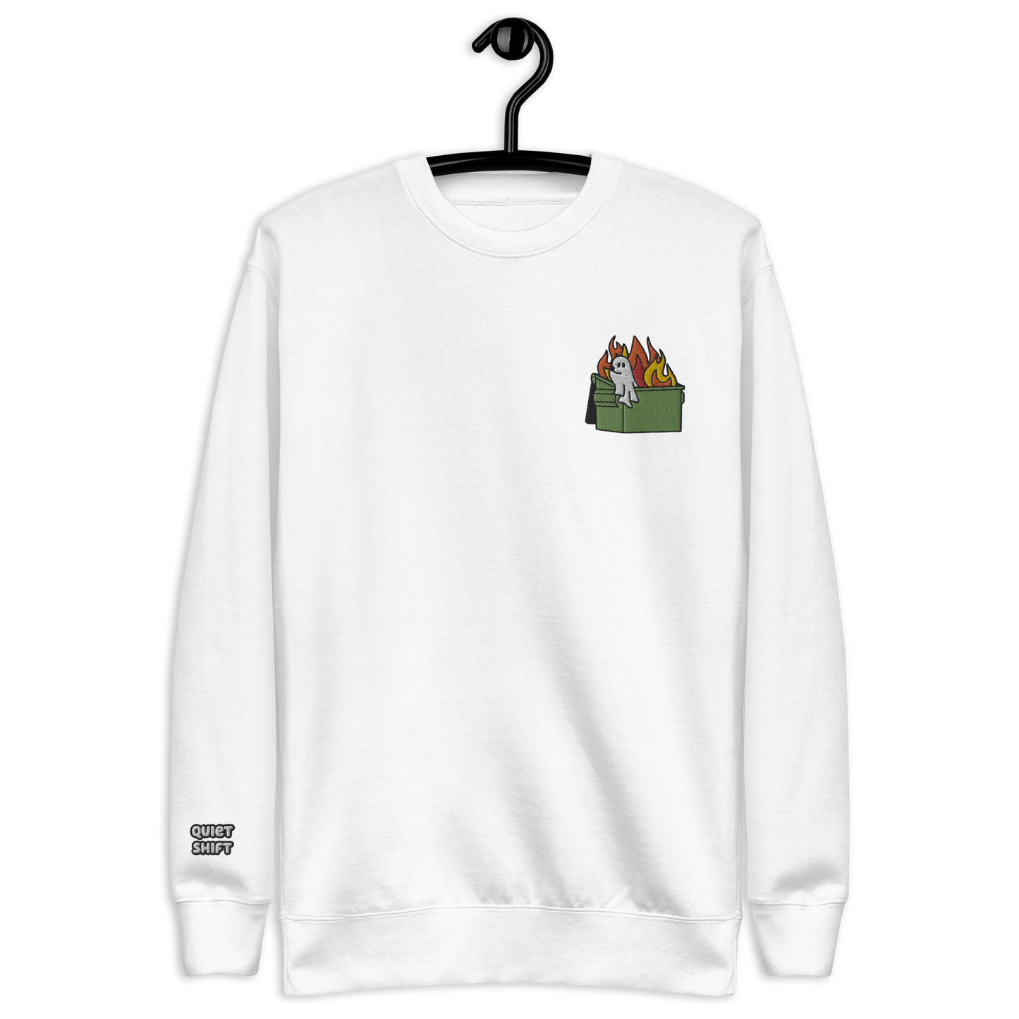 Quiet Shift - Embroidered Crewneck Sweatshirt